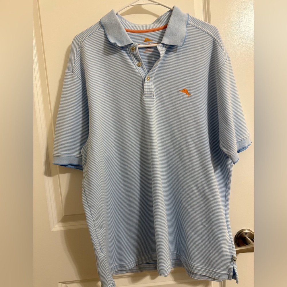 NWOT Tommy Bahama Sky Blue Striped Polo